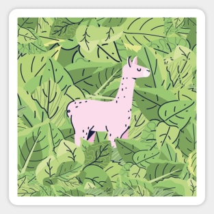 Alpaca in Leaves Magnet